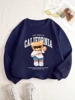 Autumn Winter Womens Pullover California Letter Trend Bear Printing Hoodie Loose Crewneck Warm Fleece Sweatshirt Street Clothing 6