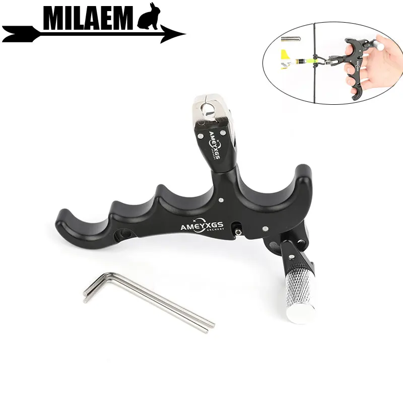 1pc Archery Compound Bow 4 Finger Release 360° Rotate Tigger Release