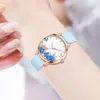 elegant Blue Five Piece Round Head Watch Quartz Watch Blue Love Alloy Accessory Set Women's Watch Accessory Set 6