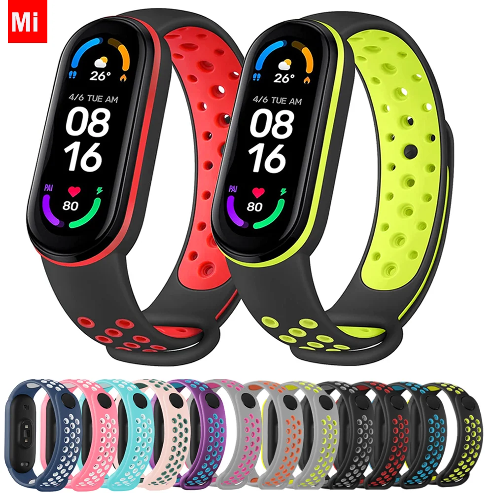 Watchband For Xiaomi Mi Band 7 NFC smartwatch Correa miband7 Silicone  Air-Hole Sport Wrist bracelet on Mi band 6 5 4 3 7 8 strap