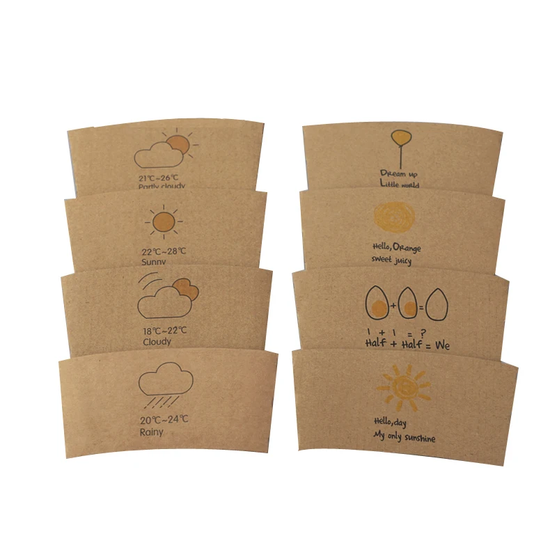 25PCS Disposable Cup Sleeve Paper Kraft for Cold and Hot Drinks Tea Coffee Beverages Co... - SKU DCS01205 - UGI Packaging