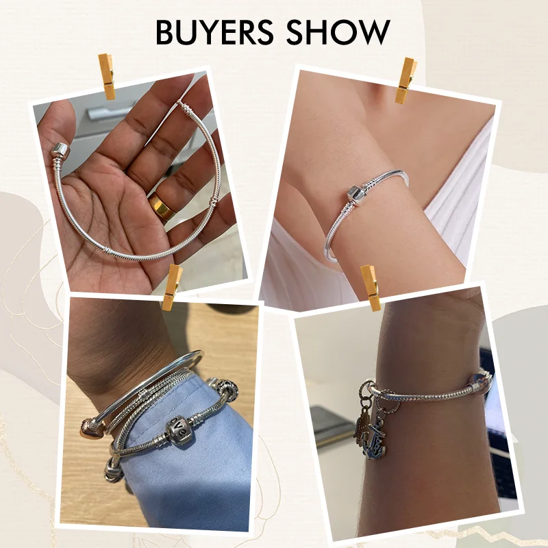 Bracelet Jewelry Fashion Silver color Snake Chain European Charm Bead Fit Original Bracelet Bangle Jewelry For Women Gift