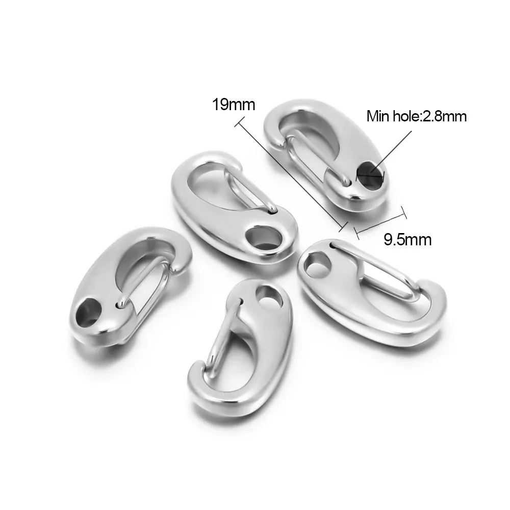 5Pcs Edelstahl D-förmigen Karabiner Halskette Ketten Haken Anschlüsse Teile für Schmuck Machen DIY Handwerk Erkenntnisse – Detail 5
