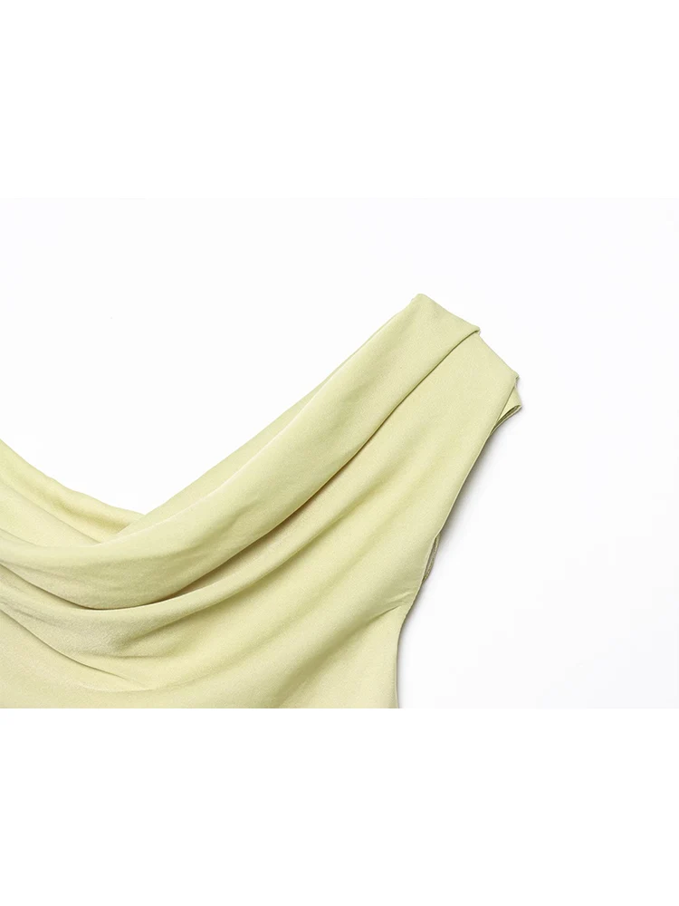 TFMLN 2025 Women's Asymmetrical Top Summer Solid Sleeveless Sexy T-Shirt Lady Fashion Elegant Irregular Shoulder Tank Top