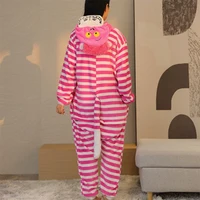 Cheshire Cat Cartoon One-Piece Pajamas Flannel Men and Women  Home Wear Autumn and Winter Home Clothing for Autumn and Winter - Image 4