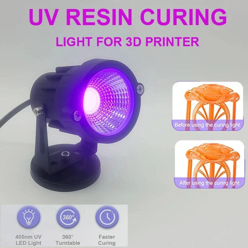 UV Curing Lamp 405nm UV LED Lamp with 1.5m Switch Wire Plug for Gel Nail SLA DLP 3D Printer 10W 30W