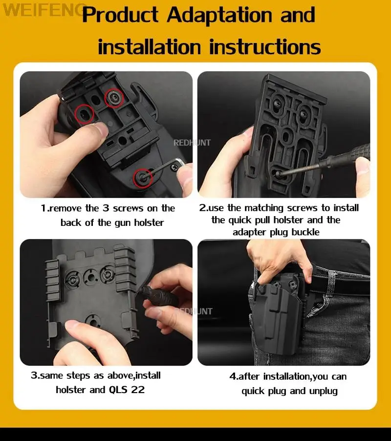 2/3/5/10PCS Tactical QLS 19 Fork Quick Locking System Kits Release Plate Gun Holster Adapter Waist Paddle Hunting Accessories 6