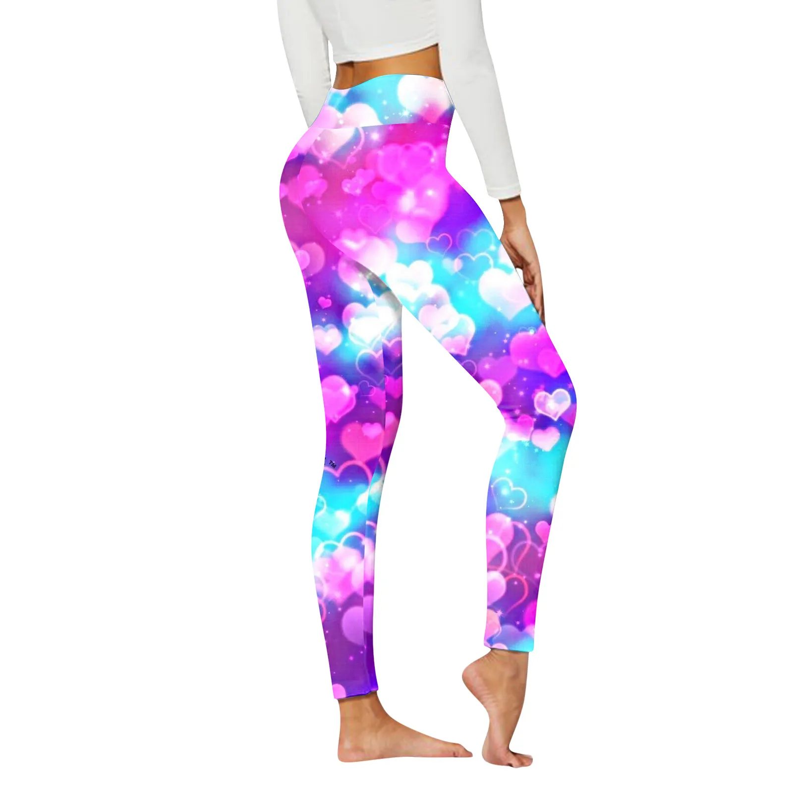 Womens Casual Fashion Pants Heart Print Sports Leggings