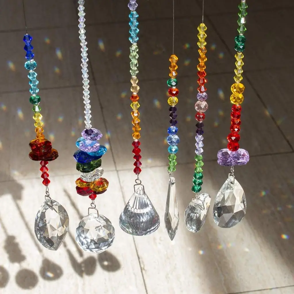 Colorful Crystals Glass Pendants Prisms Pendants for Home Curtain Decor