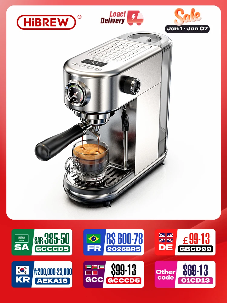 HiBREW 20Bar półautomatyczny ekspres do kawy Espresso regulowana