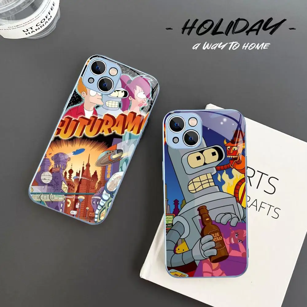 

Cute Future Robot Phone Case Tempered Glass For iphone 14 13 12 11 Pro Mini XS MAX 14Plus X XS XR Fundas