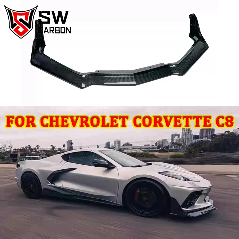 

Corvette C8 сухое углеродное волокно передняя губа ДЛЯ Chevrolet Corvette C8 разделитель переднего бампера подбородок спойлер диффузор Корпус Комплект ZR1 стиль