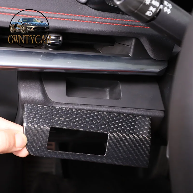 

For Chevrolet Corvette C8 Stingray Z51 Z06 2020-2023 Real Carbon Fiber Car Steering Wheel Left Side Groove Trim Cover Accessory