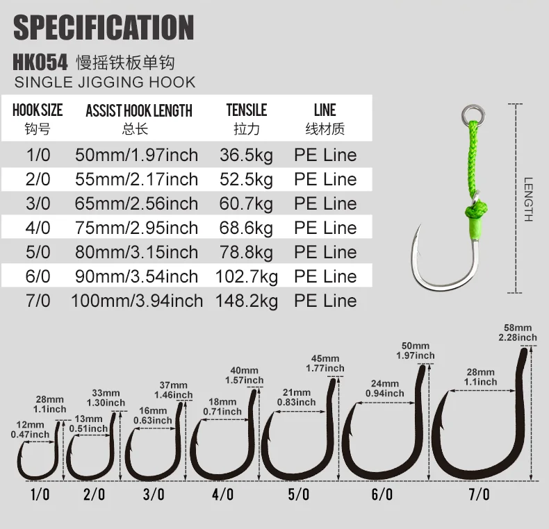 OBSESSION HK054 4 teile/beutel Unterstützen Meer Angeln Langsam Jig Einzel Haken 1/0-7/0 Salzwasser High Carbon Stahl Einzel Haken – Detail 3