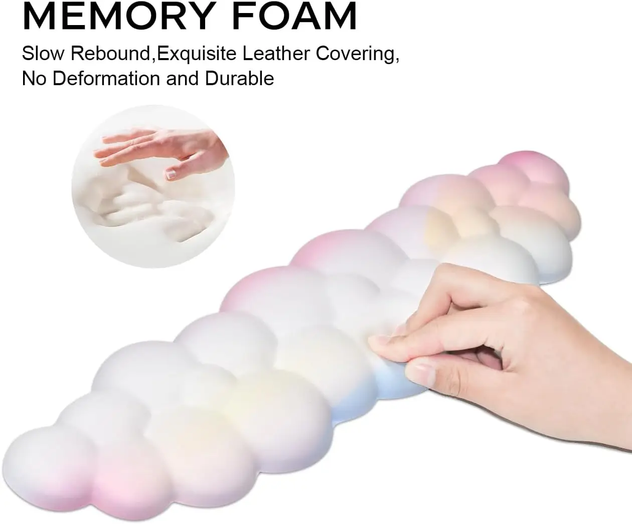 Cloud Keyboard Wrist Pad and Cloud Mouse Wrist Pad Set Ergonomic Computer Desk Wrist Support Mousepad Rainbow Desk Mat