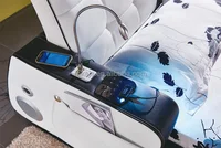 Les lits de luxe modernes de chambre à coucher de meubles indiens ont une chambre à coucher en cuir légère de LED avec USB 3