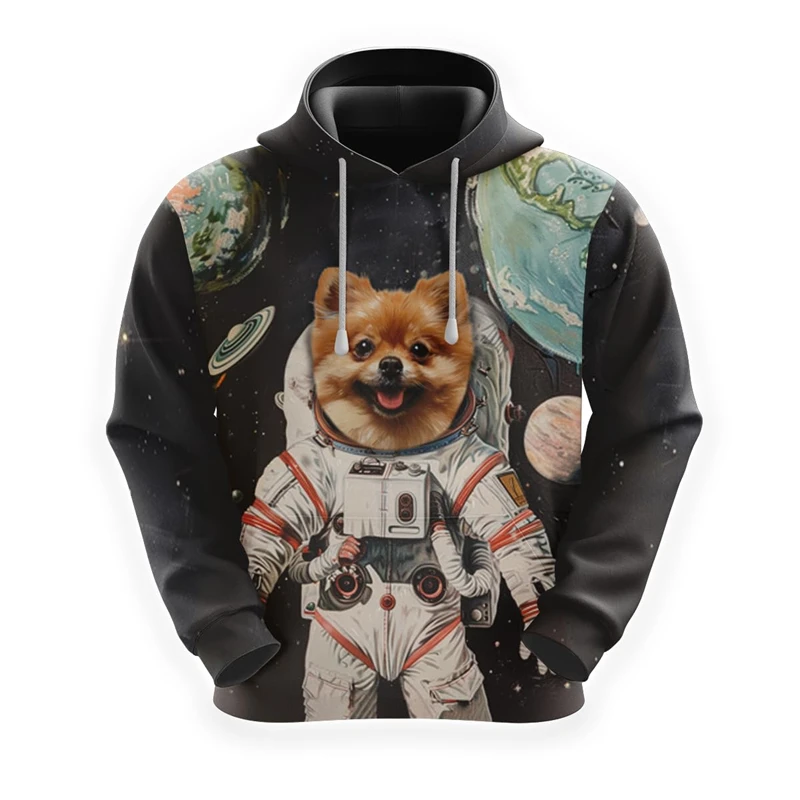 Sudadera con capucha con estampado de perro astronauta, divertida sudadera con capucha de golden retriever, dóberman para hombre, sudadera con capucha unisex informal para mascotas y labrador