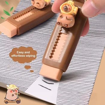 Gomma per Cancellare Retrattile a Forma di Capibara per Bambini, Studenti e Ufficio, Design Cartone Animato, Strumento di Cancelleria per Scrivania e Aula