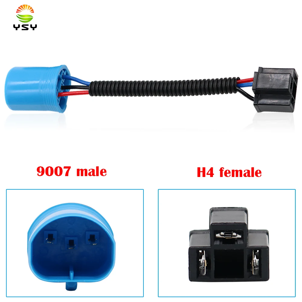 1pcs 9007 male to H4 female Conversion Connector Wiring Harness Headlight Fog Light Plug Cable Socket Connector 1 set 16 pin 7282 8665 7283 8665 car navigation cable harness unsealed connector male plug female socket