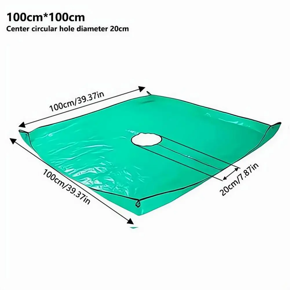 100x100cm 방수 PE 정원 낙엽 수거 매트 접이식 나무 잔해 방수포 4개 코너 버클 포함 과일 수확용 재사용 가능