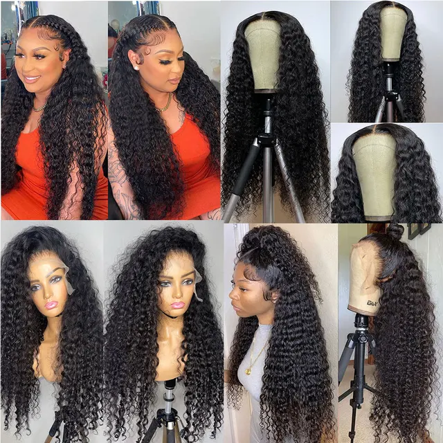 28 30 Inch Deep Wave Lace Front Wig 100% Remy Human Hair Lace Wigs Transparent Deep Curly Human Hair Wig HD 5X5 Lace Clsoure Wig Deep Wave Lace Wig