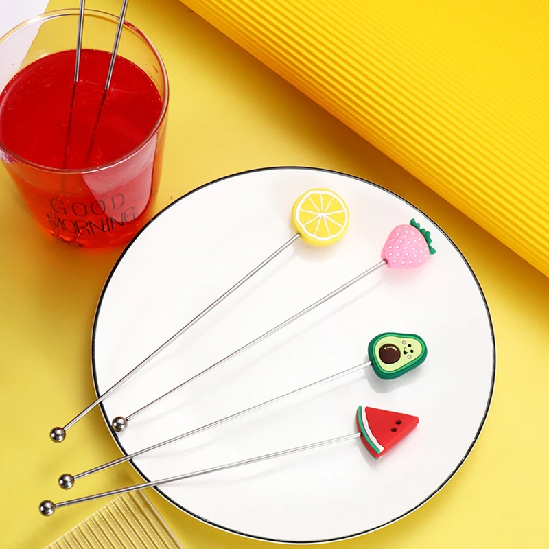 Bar Swizzle Mixing Sticks Stainless Steel Cocktail Drink Fruit Decoration Stirring Sticks Mixer Party Cafe Wine Bar Tool Muddler images - 6