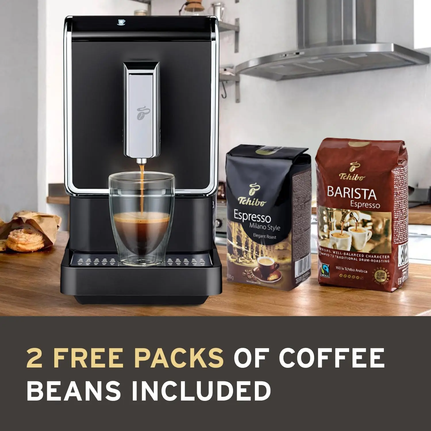 Coffee Machine Bundle with Built-in Grinder, Comes With 2 x 17.6 oz. Bags of Whole Bean Coffee, Black 2