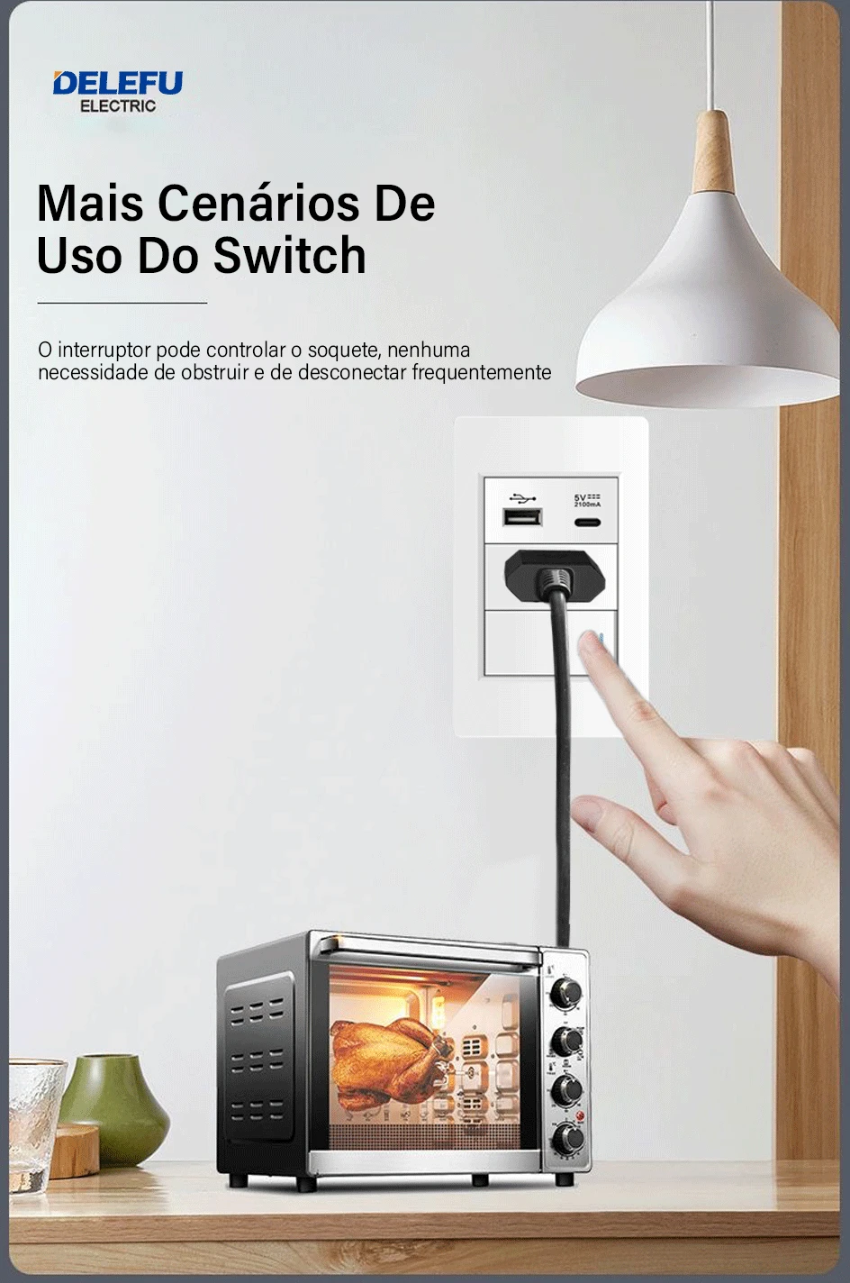 Duplo USB Tipo C Parede Tomada Interruptor