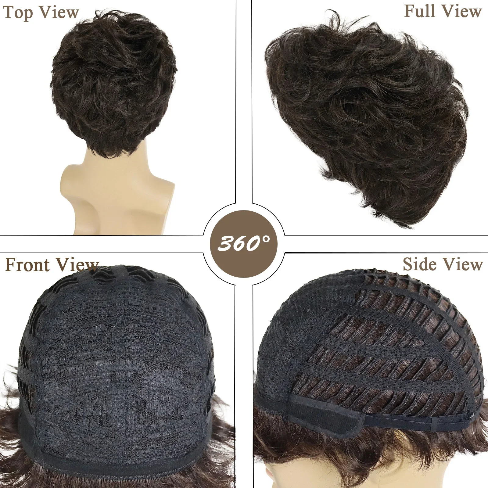 GNIMEGIL Synthetic Male Curly Wigs Short Haircuts Brown Color Hair with Bangs Fashion Hairstyles Handsome Wigs Cosplay Daddy Wig
