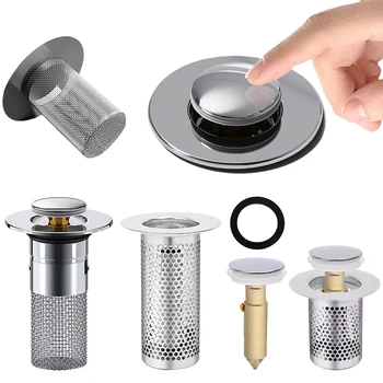 Tappo per lavabo Antiodore Pop-Up Bounce Core Tappo per lavabo Catcher per capelli Doccia Lavello Filtro Filtro in acciaio inossidabile Nucleo rimbalzante 1