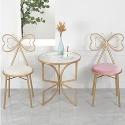 Sillas de Metal con lazo de mariposa para sala de estar, silla de maquillaje con respaldo, escritorio, Salle Manger