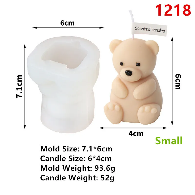 Cute 3D Cartoon Bear Silicone Candle Mold for DIY Scented Candles and Home Decor