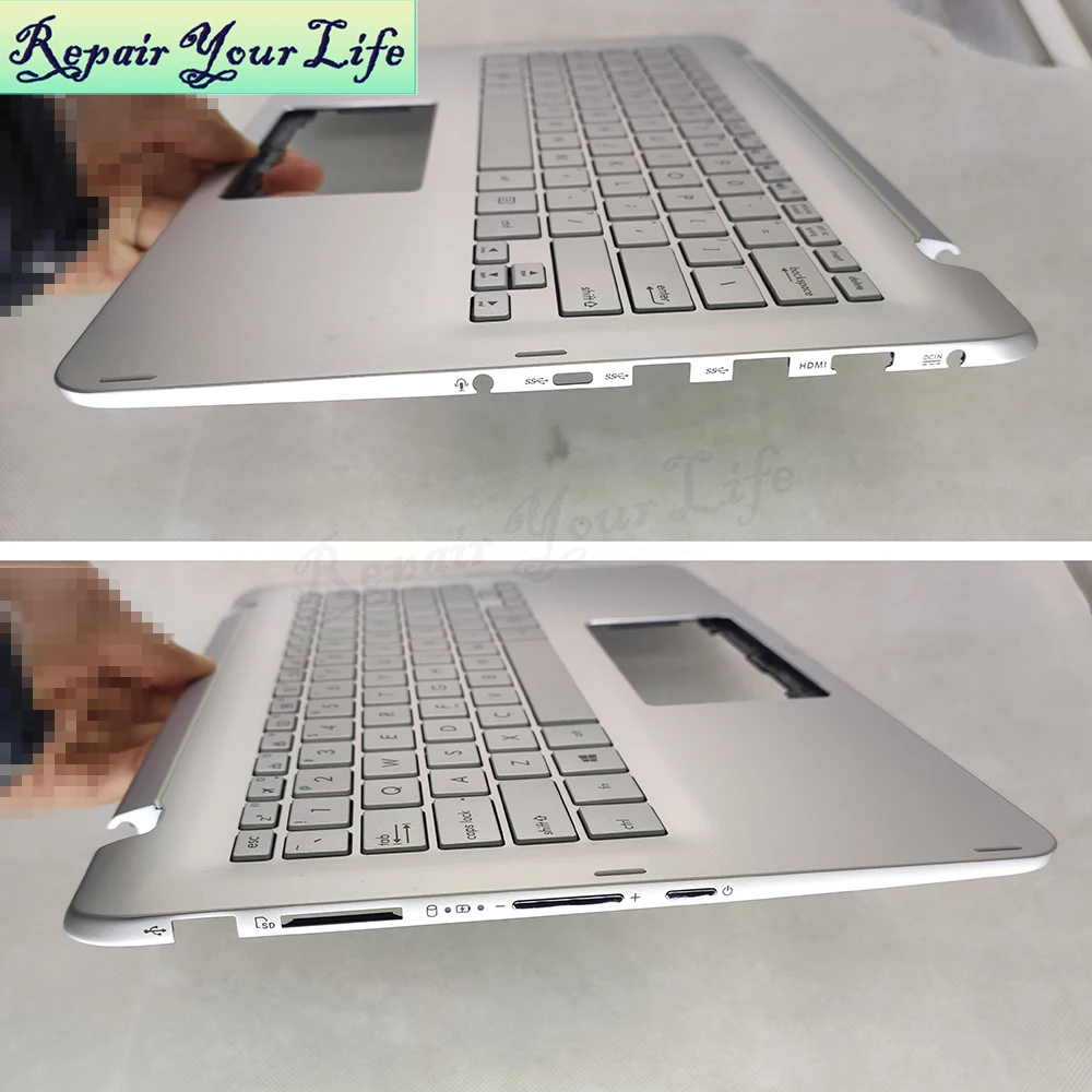 Portátil Backlit Teclado Palmrest para Asus Q304 Q304u Q304ua Q304ua-bbi5t10 Backlight Teclado Inglês Prata 90nb0al3-r30010 us - Imagem 5