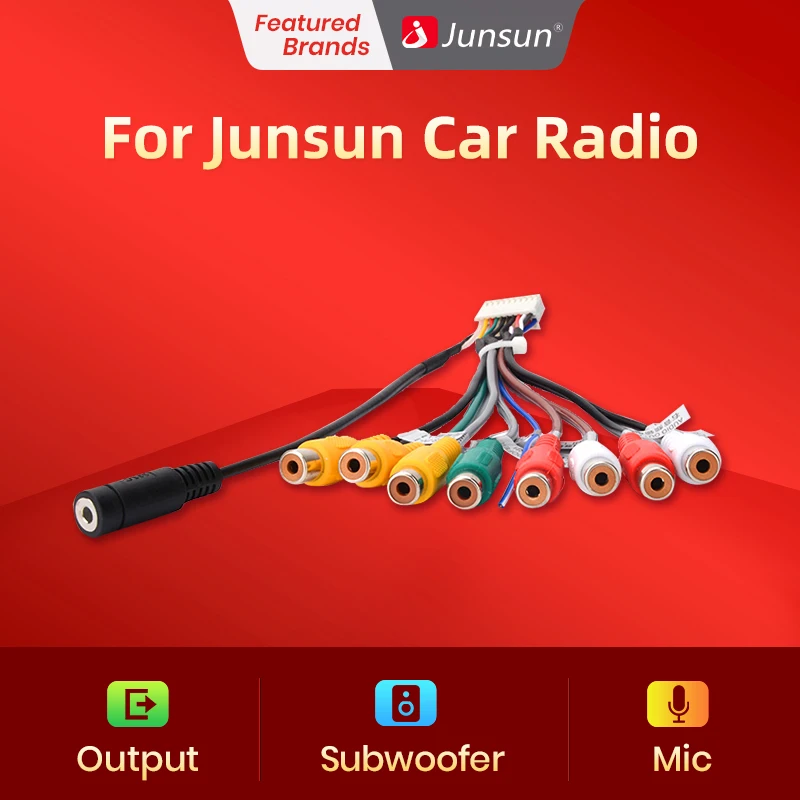 Junsun Car Stereo Radio RCA Output Wire Aux-in Adapter Cable Car Accessories