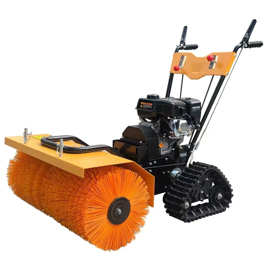 Small hand-pushed snowplow, road, community, property, pavement, snow removal equipment, snow removal, throwing machine