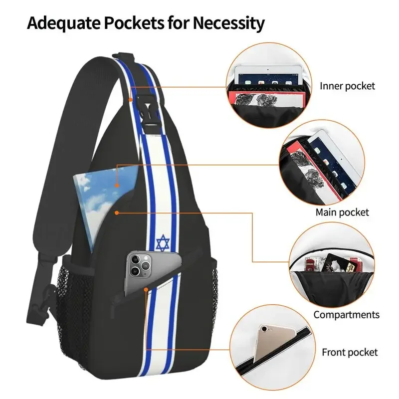 Fashion Israel Stripe Flag Sling Bags for Travel Hiking Men Patriotic Chest Crossbody Backpack Shoulder Daypack
