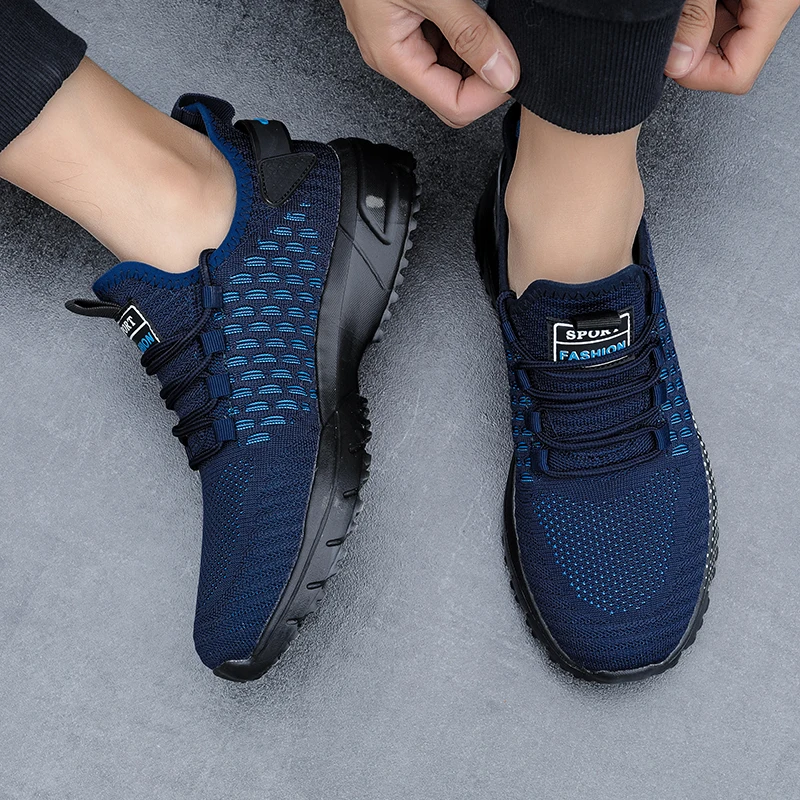 Summer Men's Running Shoes Fashion Mesh Lightweight Arch Support Lace Up Training 2025 New Walking Thick Soled sneaker Shoes