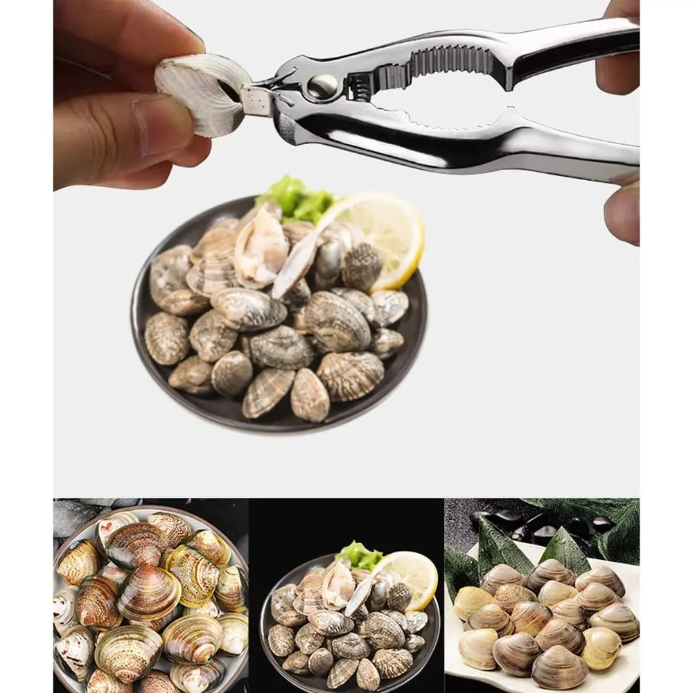 Crab Clamps Scallop Opener Metal Scallop Shell Opener with Spring Clam Pliers Shell Tools