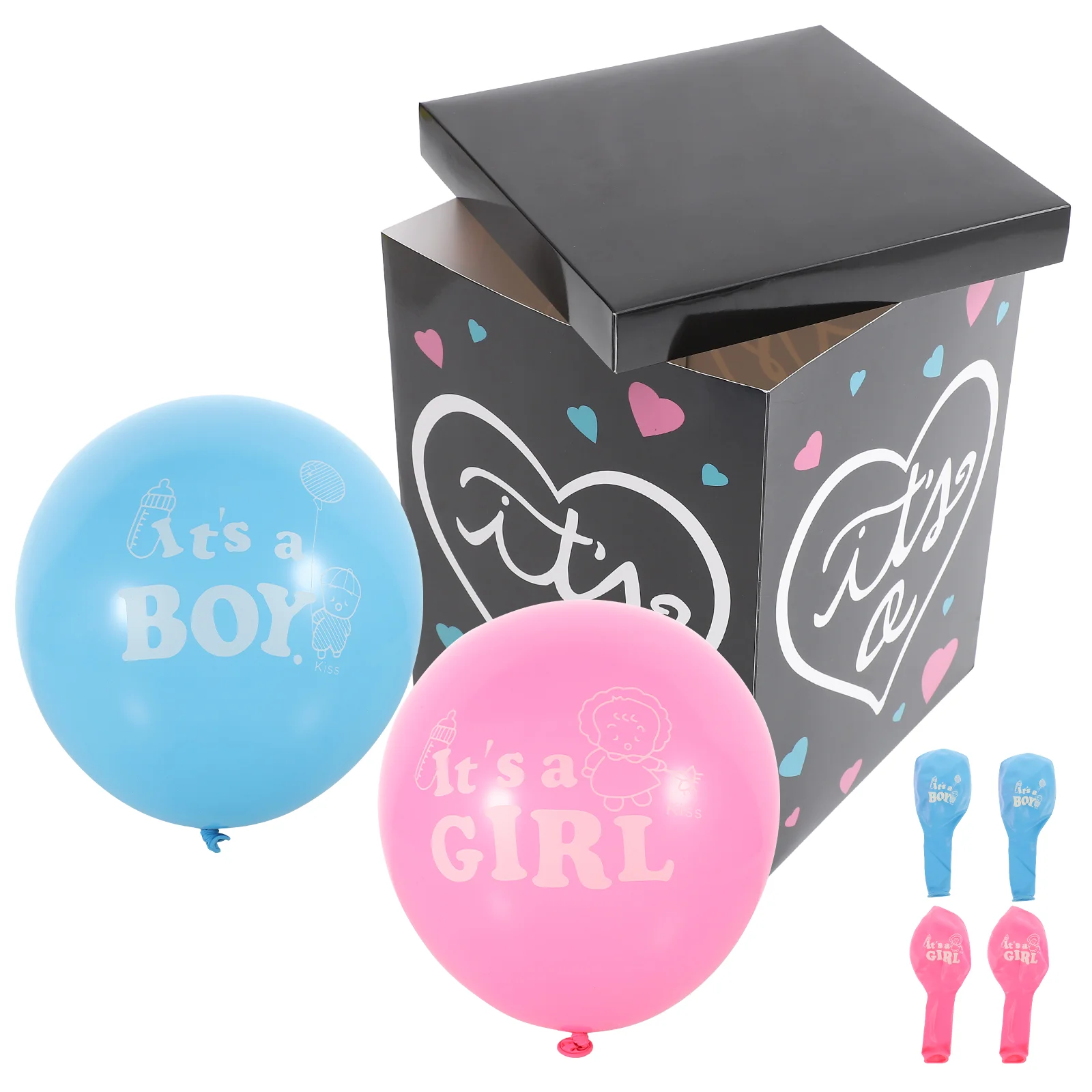 

Gender Reveal Box Baby Party Supplies Balloon Shower Decorations for Girl Birthday Boxes White Card Printing
