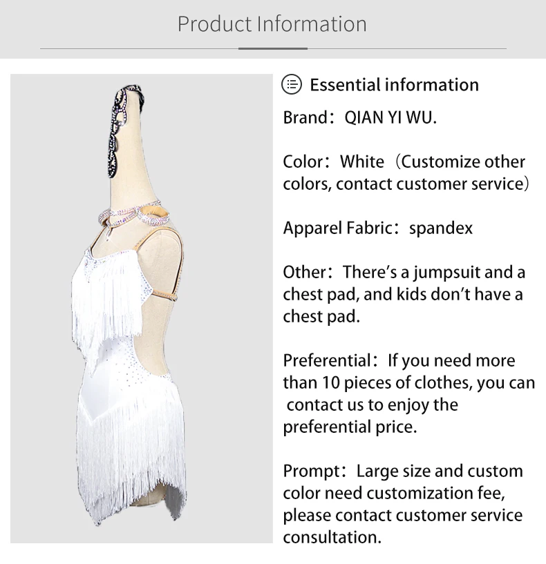 2026 Neues Weißes Latein-Tanzkleid für Damen, Sexy Outdoor-Ballsaal-Partykleid mit Fransen, Übungskleidung, Sportanzug für Mädchen, Bühnenoutfit – Detail 3