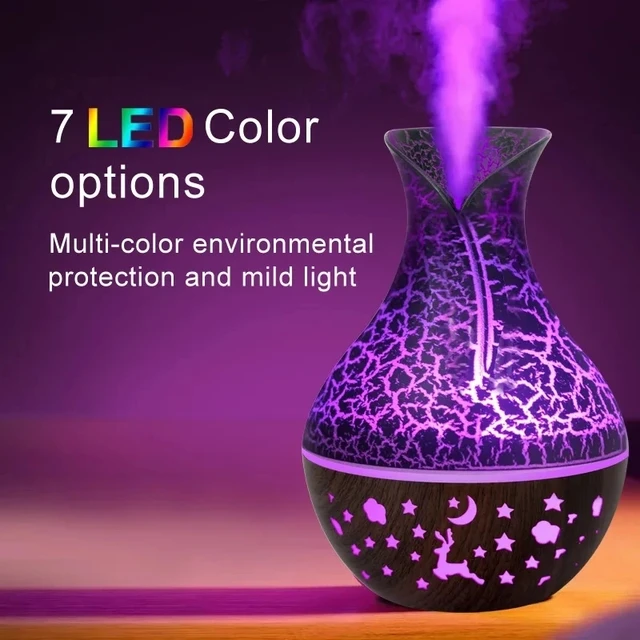 Wood Grain Aroma Diffuser 7 LED Color Humidifier 400ml Capacity Ultrasonic Air Humidifier USB Cool Mist Humidifier for Home 2