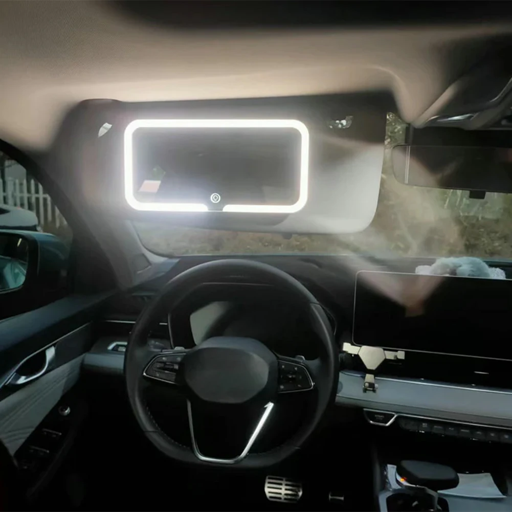 Miroir De Courtoisie LED Pour Pare-soleil De Voiture – Grossissement X20, Lumière Réglable 3 Couleurs – Rechargeable USB-C – Noir
