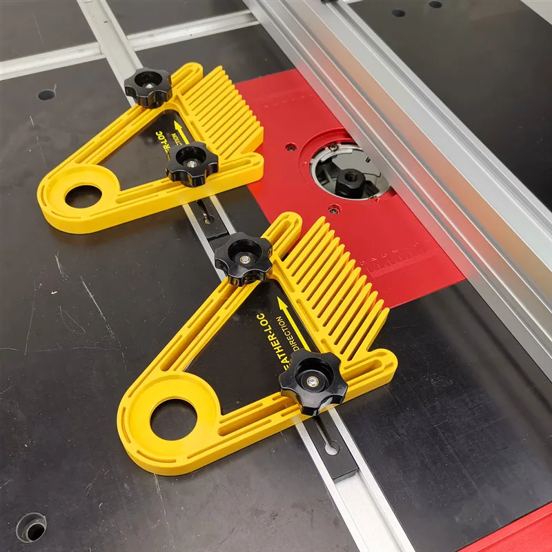 Featherboard installed on router table fence