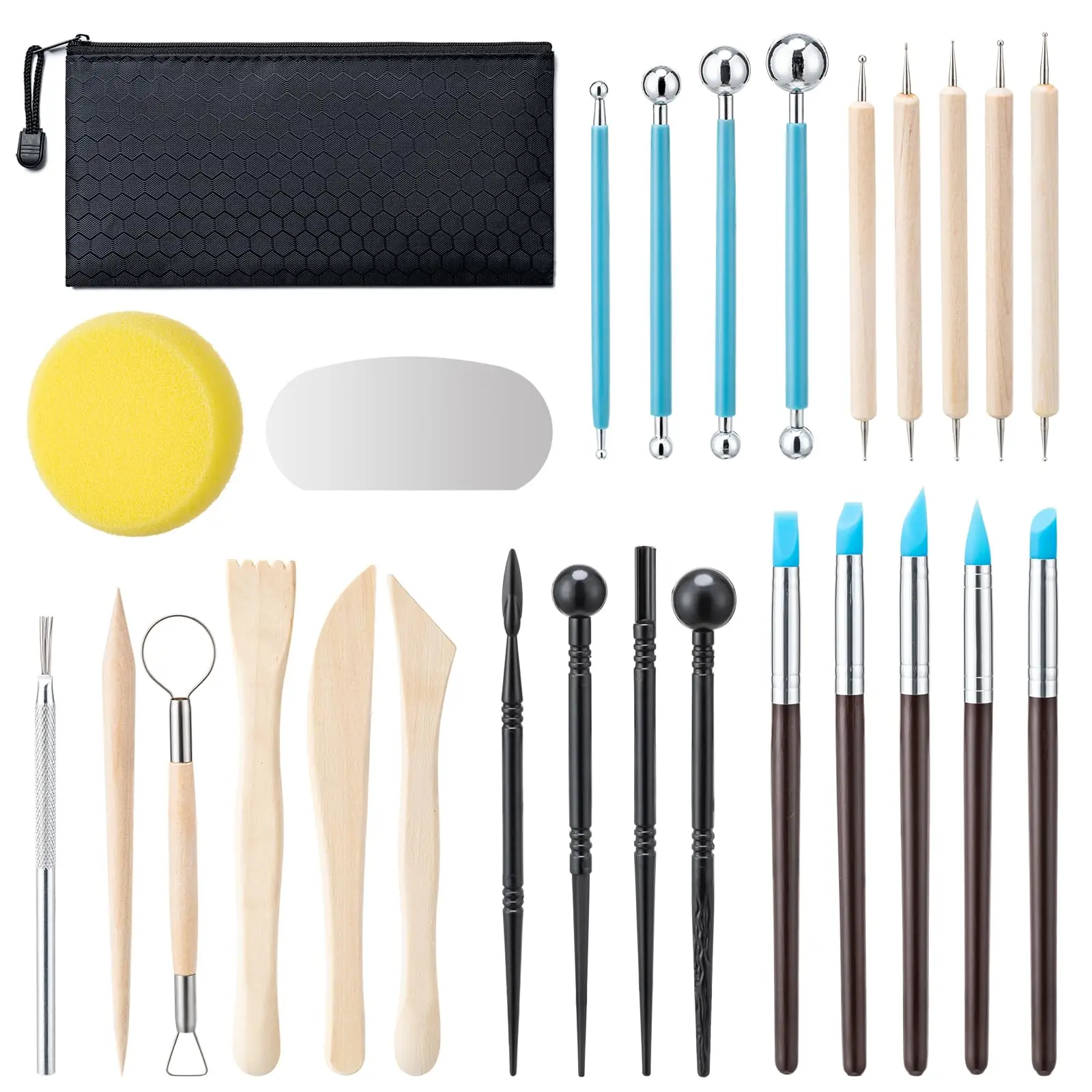 Clay Tools Kit, 27 PCS Pottery Tools, Practical Polymer Clay Sculpting Tools Kit, Air Dry Set for Adults, Potte