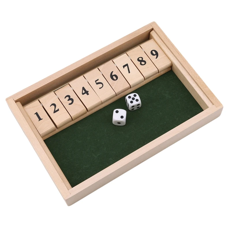 

F19F Strategy Shut Set with 9 Number 2 Wooden Tiles Party Supplies Indoor Multi-Player Game Adults Favor