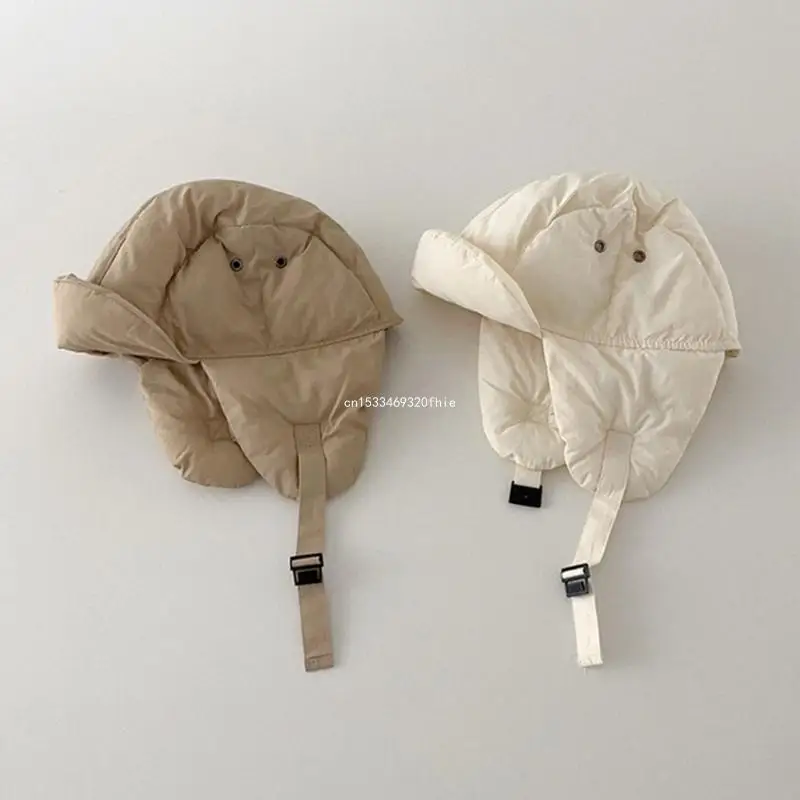 Cosy Down Cotton Hat Windproof Kids Warm Bonnet Earflap Hat Offering Full Head and Ear Coverage for School and Play