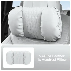 Premium Soft Nappa Leather Ergonomic Car Headrest and Lumbar Support Cushion Set (5)