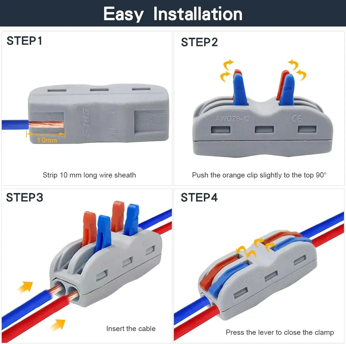 Mini Fast Wiring Cable Connectors 1/2/3/4/5 Way SPL Universal Compact Splitter Electrical Conductors Push-in Home Terminal Block ethernet cable connector network cable connector electrical terminal connector