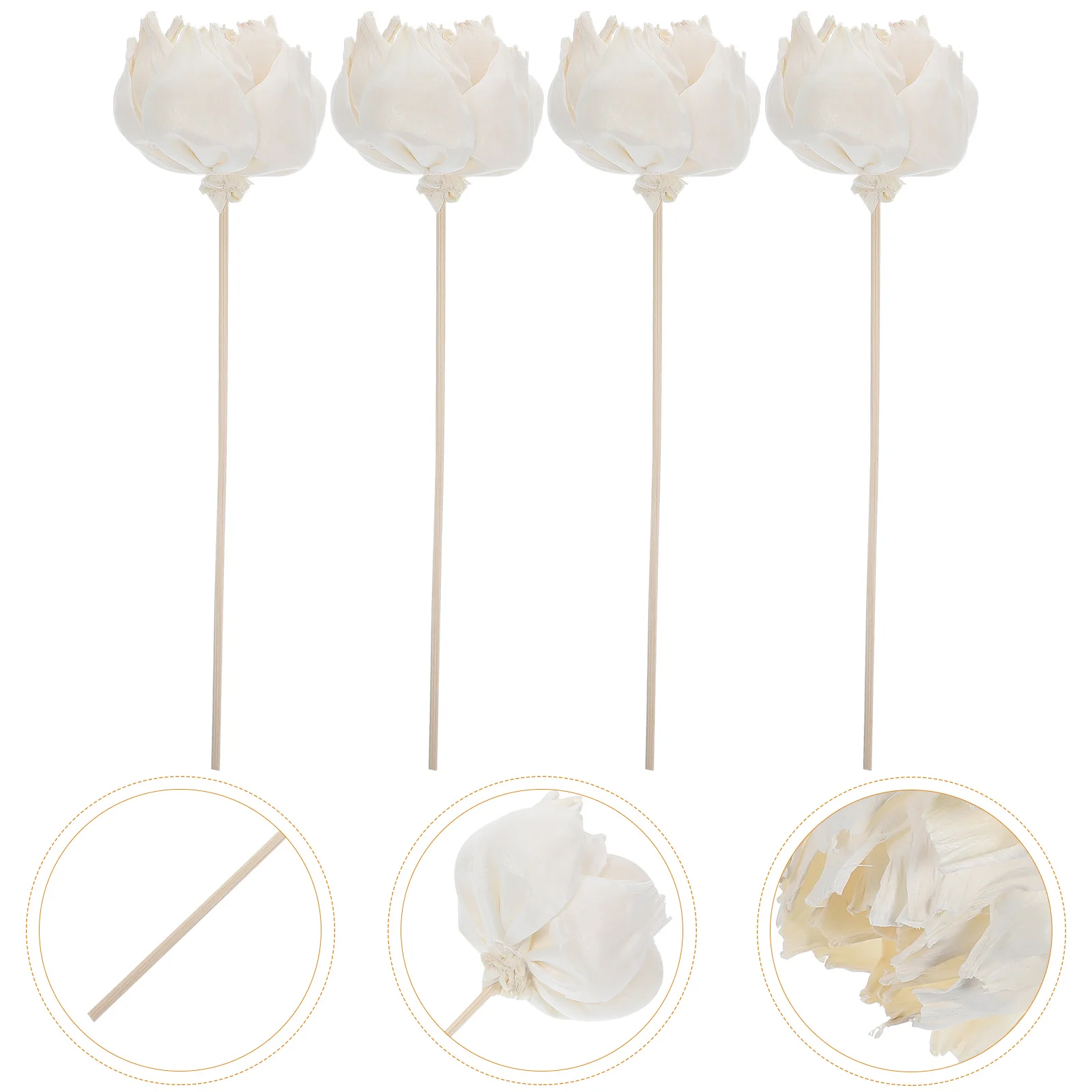 

4 Pcs Aromatherapy Rattan Grass Flowers Diffusers Decors Replaceable Car Essential Oil Fire-free Dried Wedding