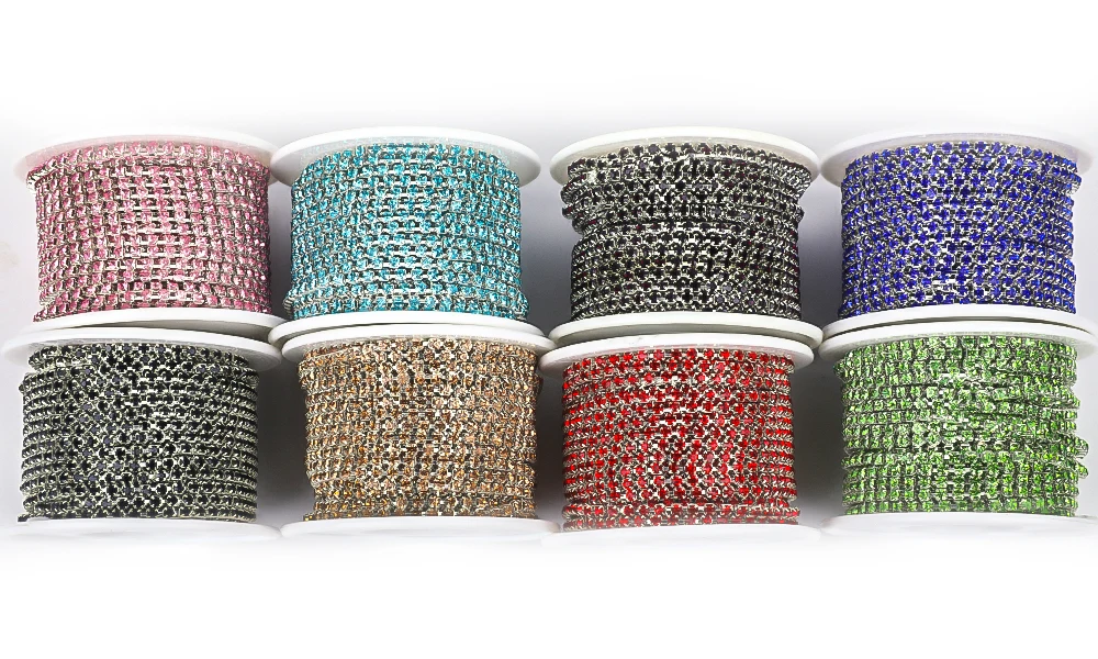 1 Yard 10 Yards/Rolle SS6-SS18 Kristall-Strass-Kette zum Aufnähen und Aufkleben, Strass-Besatz, Cup Chain für Kleidung, DIY-Kettenzubehör – Detail 1